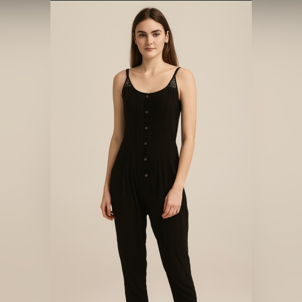 Diesel Elegant Black Embelished Jumpsuit.   Size-Medium